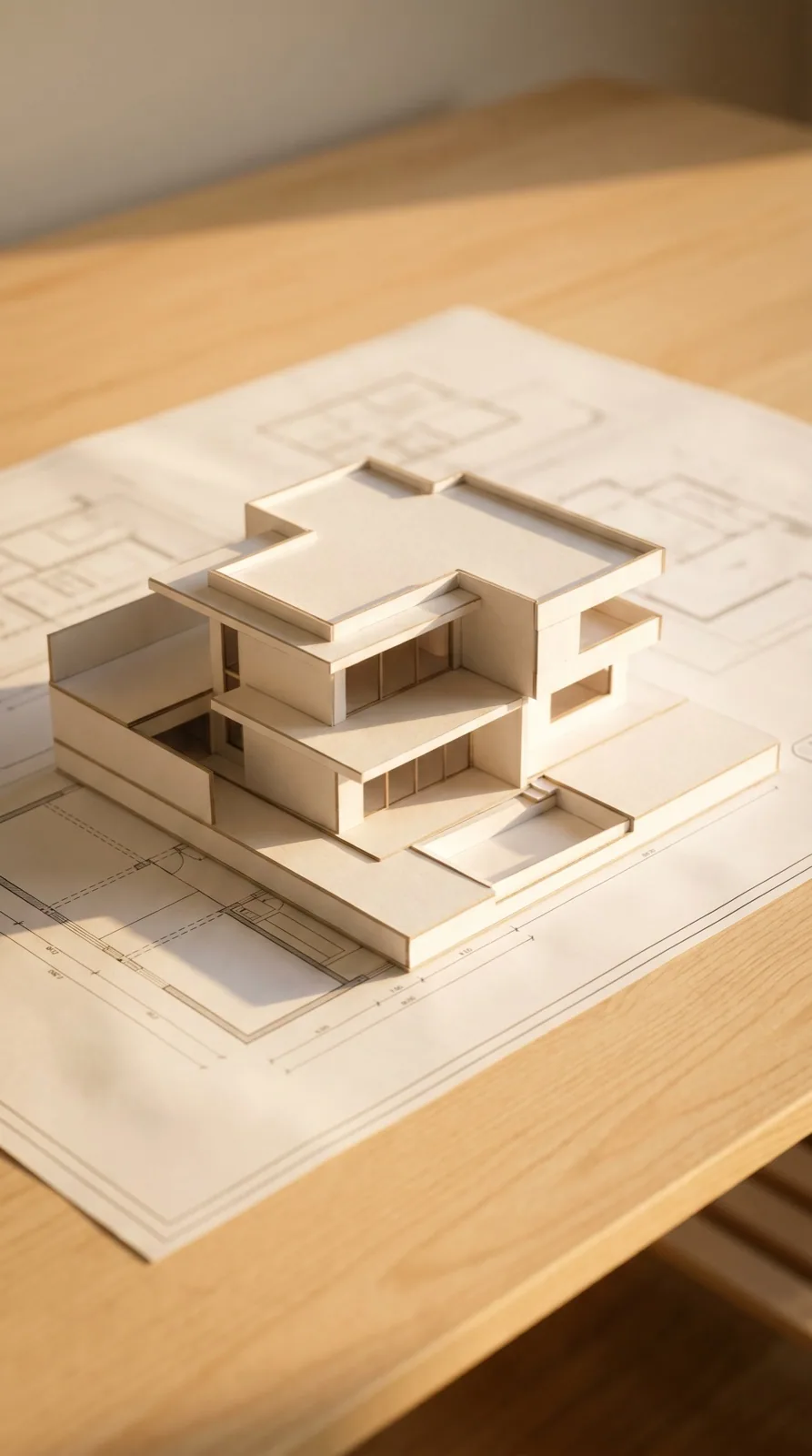 Maquette d'étude blanche sur plans techniques